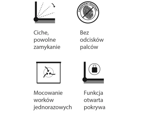 Kosz prostokątny CUBE, pojemność 50 l, stal matowa Matowy stalowy kosz pedałowy CUBE z cichym mechanizmem pokrywy