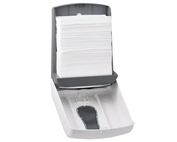 Pojemnik na ręczniki składane, MERIDA ONE SLIM, tworzywo ABS, biały Pojemnik MERIDA ONE SLIM na 500 ręczników, widok boczny, głębokość 11,9 cm