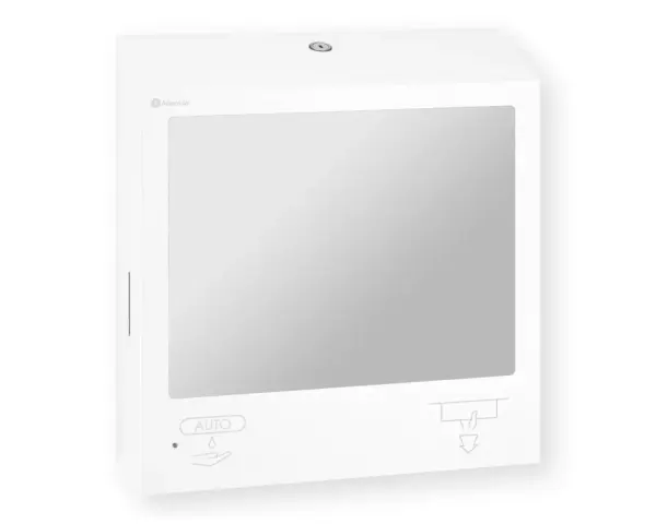 Pojemnik na ręczniki składane, z bezdotykowym automatycznym dozownikiem mydła w pianie i z lustrem ze stali SuperMirror „3 w 1" MERIDA STELLA SLIM WHITE LINE COMBO, biały Biały zestaw pojemnik na ręczniki z dozownikiem mydła w pianie