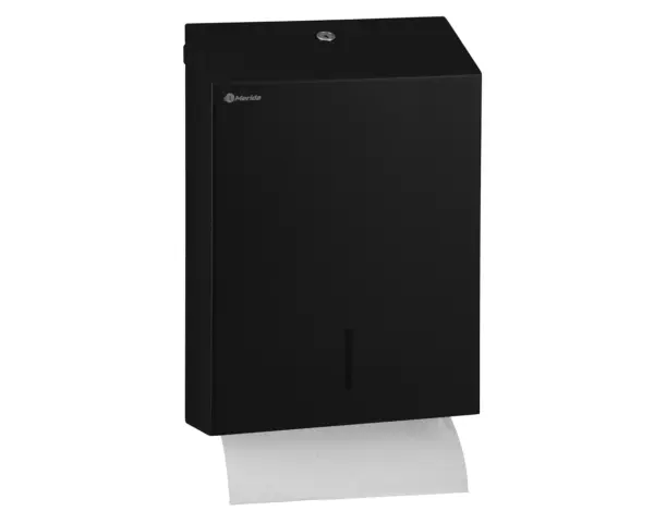 Pojemnik na ręczniki składane, MERIDA STELLA SLIM BLACK LINE MAXI, czarny Pojemnik Merida Stella Slim Black Line na 500 ręczników, montaż ścienny