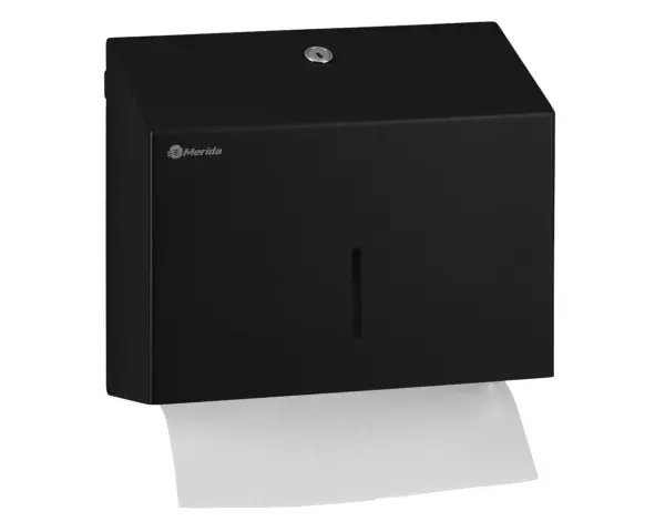 Pojemnik na ręczniki składane, MERIDA STELLA SLIM BLACK LINE MINI, czarny Czarny pojemnik na ręczniki z okienkiem kontrolnym i niewidocznymi zawiasami