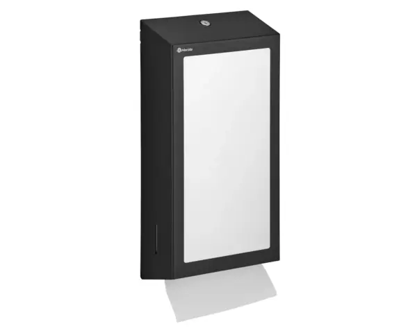 Pojemnik na ręczniki składane, z lustrem ze stali SuperMirror „2w1" MERIDA STELLA SLIM BLACK LINE MEGA COMBO, czarny Pojemnik 2w1 z czarną powłoką strukturalną i lustrem SuperMirror