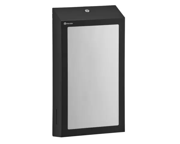 Pojemnik na ręczniki składane, z lustrem ze stali SuperMirror „2w1" MERIDA STELLA SLIM BLACK LINE MEGA COMBO, czarny Lustro SuperMirror 33,2x17,5 cm ze stali polerowanej w zestawie