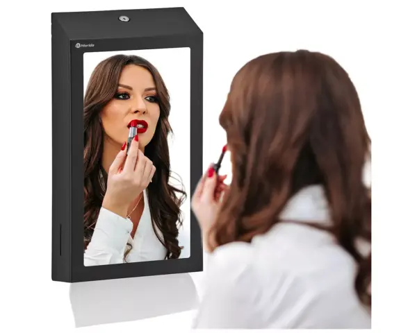 Pojemnik na ręczniki składane, z lustrem ze stali SuperMirror „2w1" MERIDA STELLA SLIM BLACK LINE MEGA COMBO, czarny Czarny pojemnik ze stali nierdzewnej na 750 ręczników MERIDA SLIM