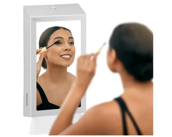Pojemnik na ręczniki składane, z lustrem ze stali SuperMirror „2w1" MERIDA STELLA SLIM MEGA COMBO, stal matowa Pojemnik na 750 ręczników MERIDA SLIM z okienkiem kontrolnym