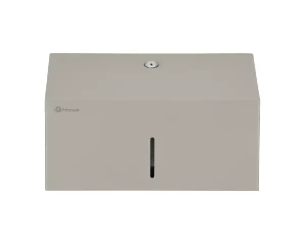 Pojemnik na ręczniki składane MERIDA STELLA STONE GREY LINE MINI, szary kamienny Stalowy pojemnik na ręczniki szary kamienny Merida Stella Mini zamek bębenkowy