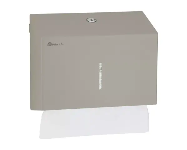Pojemnik na ręczniki składane, MERIDA STELLA SLIM STONE GREY LINE MINI, szary kamienny Pojemnik MERIDA STELLA SLIM MINI z otwartą pokrywą i ręcznikami w środku