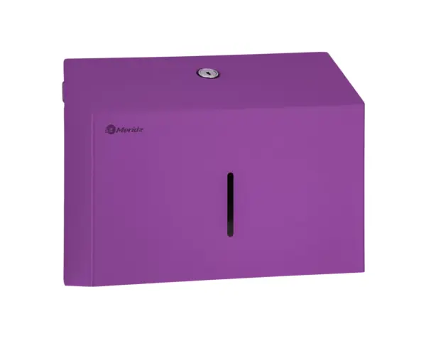 Pojemnik na ręczniki składane MERIDA STELLA SLIM VIOLET LINE MINI, fioletowy Stalowy pojemnik na ręczniki MERIDA STELLA SLIM MINI z zamkiem bębenkowym