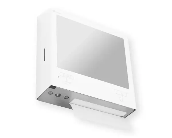 Pojemnik na ręczniki składane, z bezdotykowym automatycznym dozownikiem mydła w pianie i z lustrem ze stali SuperMirror „3 w 1" MERIDA STELLA SLIM WHITE LINE COMBO, biały Biały pojemnik na ręczniki składane z okienkiem kontrolnym SLIM