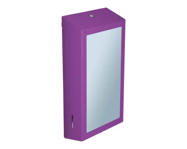 Pojemnik na ręczniki składane z lustrem ze stali SuperMirror „2w1" MERIDA STELLA SLIM VIOLET LINE MEGA COMBO, fioletowy Stalowy pojemnik na ręczniki z fioletową powłoką i lustrem SuperMirror 33x17 cm