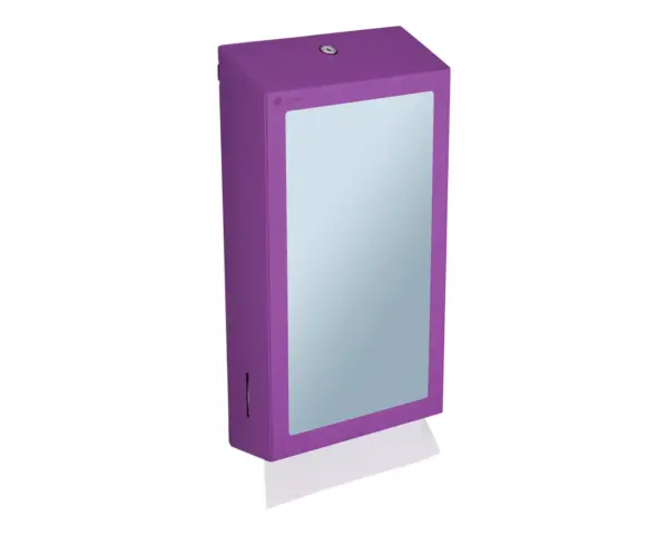 Pojemnik na ręczniki składane z lustrem ze stali SuperMirror „2w1" MERIDA STELLA SLIM VIOLET LINE MEGA COMBO, fioletowy Pojemnik na ręczniki składane z lustrem Merida Stella Slim Violet – widok ogólny