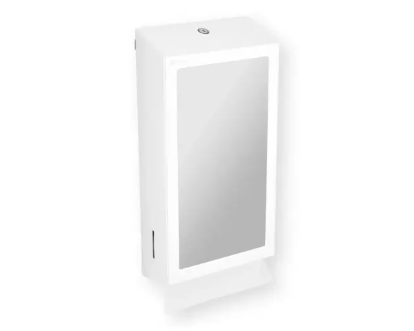 Pojemnik na ręczniki składane, z lustrem ze stali SuperMirror „2w1" MERIDA STELLA SLIM WHITE LINE MEGA COMBO, biały Pojemnik na ręczniki składane Merida Stella Slim biały widok z boku