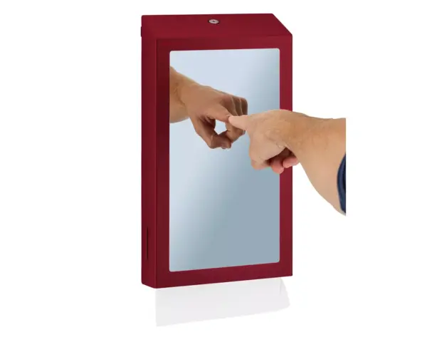 Pojemnik na ręczniki składane z lustrem ze stali SuperMirror „2w1" MERIDA STELLA SLIM RED LINE MEGA COMBO, czerwony Zestaw 2w1 pojemnik na ręczniki i lustro ze stali SuperMirror, kolor czerwony