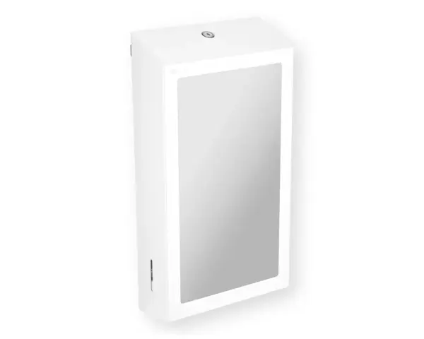 Pojemnik na ręczniki składane, z lustrem ze stali SuperMirror „2w1" MERIDA STELLA SLIM WHITE LINE MEGA COMBO, biały Biały pojemnik na ręczniki z lustrem Merida Stella Slim na ścianie łazienki