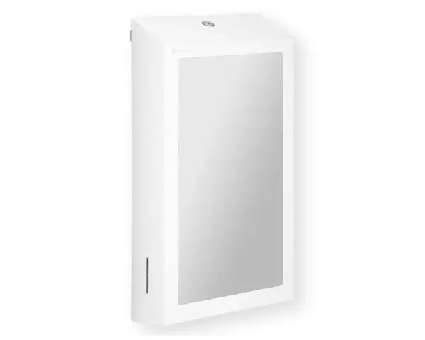 Pojemnik na ręczniki składane, z lustrem ze stali SuperMirror „2w1" MERIDA STELLA SLIM WHITE LINE MEGA COMBO, biały Lustro SuperMirror ze stali polerowanej Merida Stella Slim 33,2 x 17,5 cm
