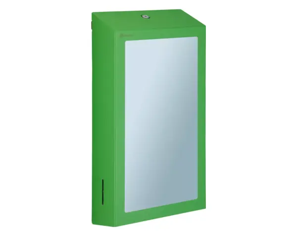 Pojemnik na ręczniki składane z lustrem ze stali SuperMirror „2w1" MERIDA STELLA SLIM GREEN LINE MEGA COMBO, zielony Pojemnik na ręczniki GREEN LINE z lustrem montowany na ścianie
