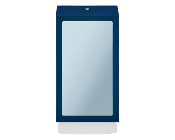 Pojemnik na ręczniki składane z lustrem ze stali SuperMirror „2w1" MERIDA STELLA SLIM BLUE LINE MEGA COMBO, niebieski Pojemnik MERIDA STELLA SLIM MEGA COMBO niebieski widok z boku i tyłu