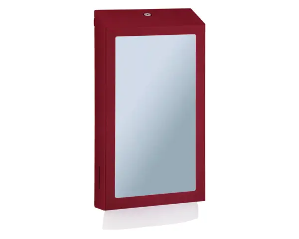 Pojemnik na ręczniki składane z lustrem ze stali SuperMirror „2w1" MERIDA STELLA SLIM RED LINE MEGA COMBO, czerwony Pojemnik MERIDA STELLA SLIM RED LINE na 750 ręczników, czerwona powłoka strukturalna