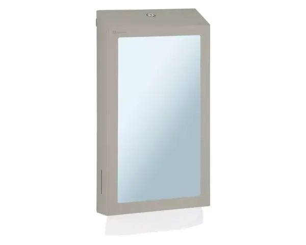 Pojemnik na ręczniki składane z lustrem ze stali SuperMirror „2w1" MERIDA STELLA SLIM STONE GREY LINE MEGA COMBO, szary kamienny Pojemnik na ręczniki składane ze strukturalną szarą powłoką kamienną