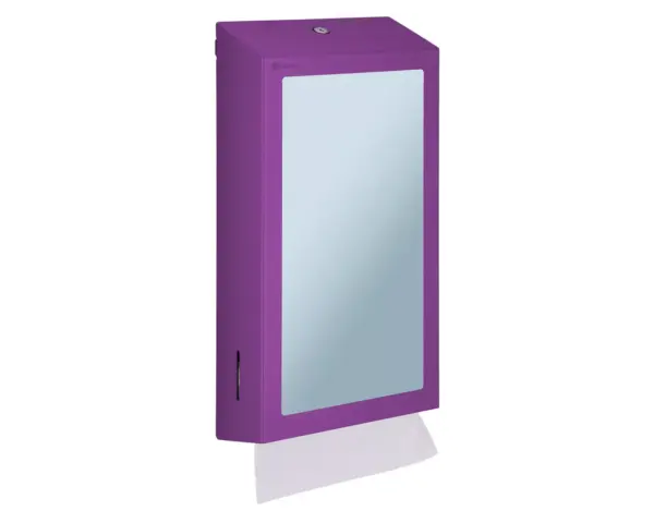 Pojemnik na ręczniki składane z lustrem ze stali SuperMirror „2w1" MERIDA STELLA SLIM VIOLET LINE MEGA COMBO, fioletowy Pojemnik na ręczniki Merida Stella Slim Violet – detail fioletowej powłoki