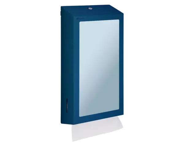 Pojemnik na ręczniki składane z lustrem ze stali SuperMirror „2w1" MERIDA STELLA SLIM BLUE LINE MEGA COMBO, niebieski Lustro SuperMirror 33,2x17,5 cm w zestawie 2w1 MERIDA STELLA SLIM