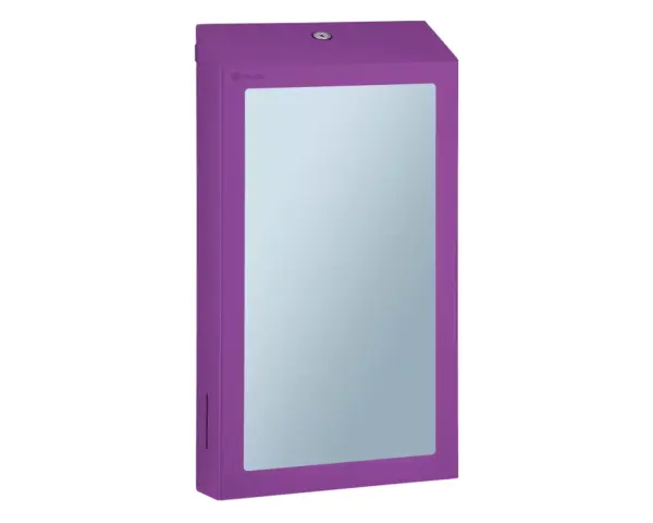 Pojemnik na ręczniki składane z lustrem ze stali SuperMirror „2w1" MERIDA STELLA SLIM VIOLET LINE MEGA COMBO, fioletowy Pojemnik na ręczniki jednorazowe Merida Stella Slim Violet 750 szt. z lustrem