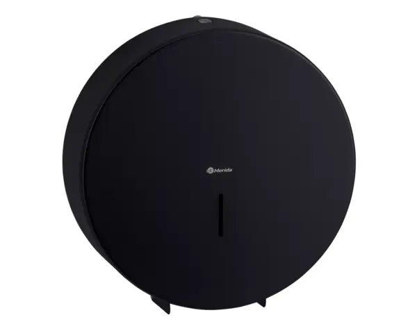 Pojemnik na papier toaletowy MERIDA STELLA BLACK LINE MEGA, średnica papieru do 28 cm, czarny Czarny pojemnik na papier toaletowy MEGA z okienkiem kontrolnym, stal nierdzewna