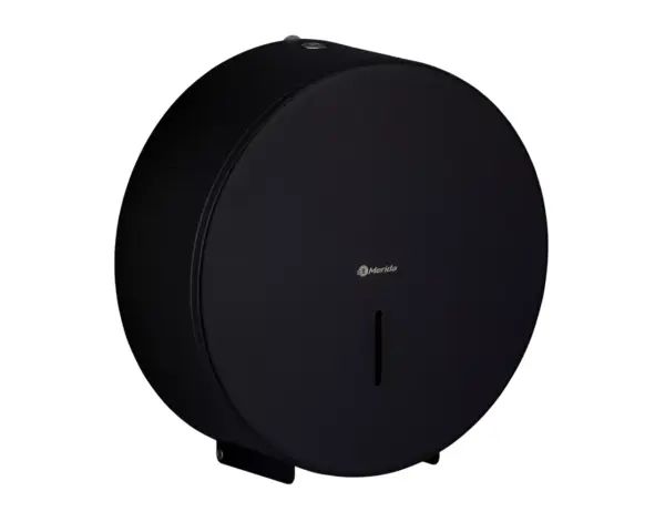 Pojemnik na papier toaletowy MERIDA STELLA BLACK LINE MAXI, średnica papieru do 23 cm, czarny Stalowy czarny pojemnik na papier toaletowy MAXI z okienkiem kontrolnym
