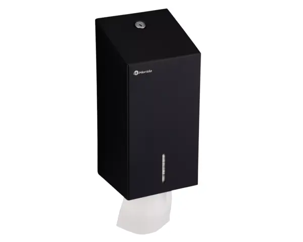 Pojemnik na papier toaletowy w listkach MERIDA STELLA BLACK LINE, pojemność do 450 szt., czarny Pojemnik Merida Stella Black Line, widok boczny, spawane łączenia