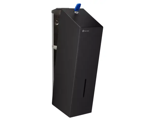 Pojemnik na papier toaletowy w listkach MERIDA STELLA BLACK LINE, pojemność do 675 szt., czarny Pojemnik MERIDA STELLA BLACK LINE z okienkiem kontrolnym na papier