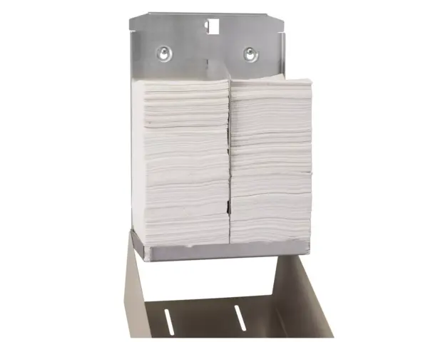 Pojemnik na papier toaletowy w listkach MERIDA STELLA SILK GREY, pojemność do 900 szt., szary jedwabisty Pojemnik na papier toaletowy w listkach niewidoczne zawiasy spawane boki