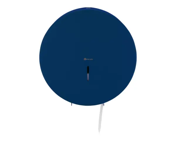 Pojemnik na papier toaletowy MERIDA STELLA BLUE LINE MEGA, śr. papieru do 28 cm, niebieski Zamek bębenkowy zlicowany z powierzchnią pojemnika Merida Stella Blue Line