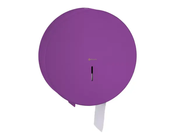 Pojemnik na papier toaletowy MERIDA STELLA VIOLET LINE MEGA, średnica papieru do 28 cm, fioletowy Pojemnik MERIDA STELLA MEGA widok z boku fioletowa powłoka strukturalna