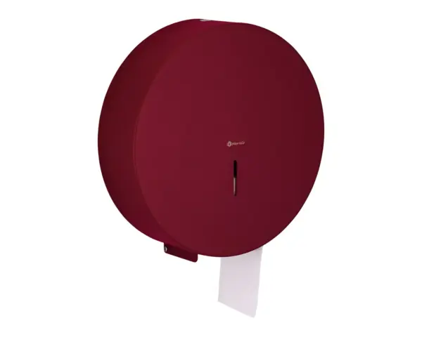 Pojemnik na papier toaletowy MERIDA STELLA RED LINE MEGA, średnica papieru do 28 cm, czerwony Pojemnik MERIDA STELLA RED LINE MEGA zamontowany na ścianie łazienki