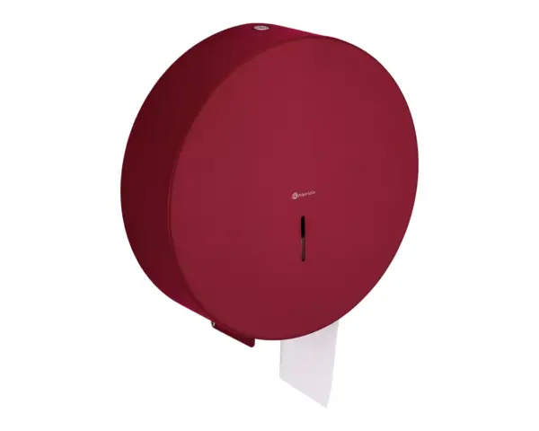 Pojemnik na papier toaletowy MERIDA STELLA RED LINE MEGA, średnica papieru do 28 cm, czerwony Czerwony pojemnik na papier toaletowy MEGA niewidoczne zawiasy widok boczny