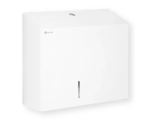 Pojemnik na papier toaletowy MERIDA STELLA WHITE LINE MAXI, średnica papieru do 23 cm, biały Stalowy pojemnik na papier toaletowy Merida Stella White Line Maxi widok z przodu
