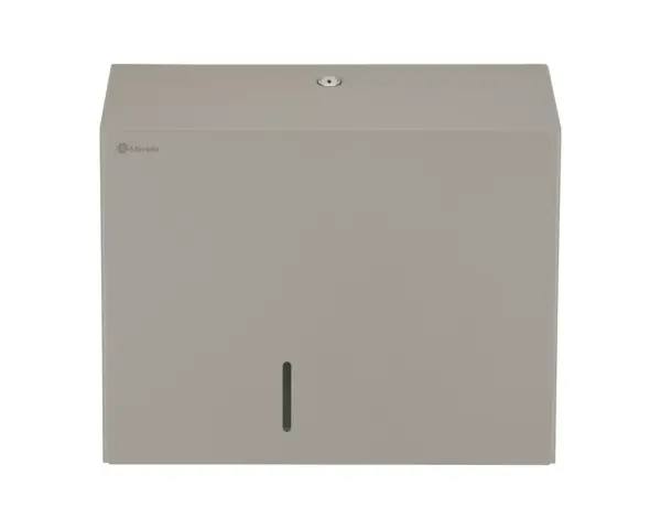 Pojemnik na papier toaletowy MERIDA STELLA STONE GREY LINE MAXI, średnica papieru do 23 cm, szary kamienny Boczny widok pojemnika na papier toaletowy MERIDA STELLA MAXI, szara powłoka strukturalna