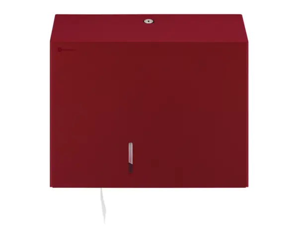 Pojemnik na papier toaletowy MERIDA STELLA RED LINE MAXI, średnica papieru do 23 cm, czerwony Pojemnik na papier toaletowy MERIDA STELLA MAXI czerwony detal zamka