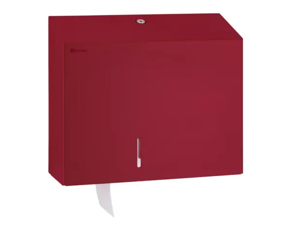 Pojemnik na papier toaletowy MERIDA STELLA RED LINE MAXI, średnica papieru do 23 cm, czerwony Stalowy czerwony pojemnik MERIDA STELLA MAXI na papier do 23 cm średnicy