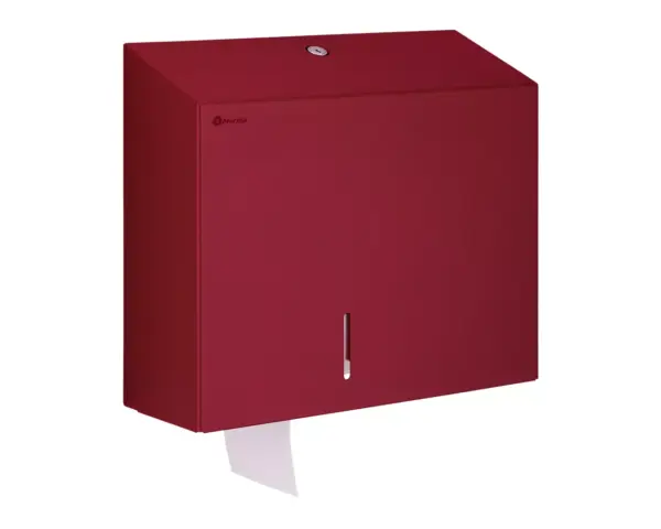 Pojemnik na papier toaletowy MERIDA STELLA RED LINE MAXI, średnica papieru do 23 cm, czerwony Pojemnik MERIDA STELLA RED LINE MAXI montowany na ścianie widok z góry