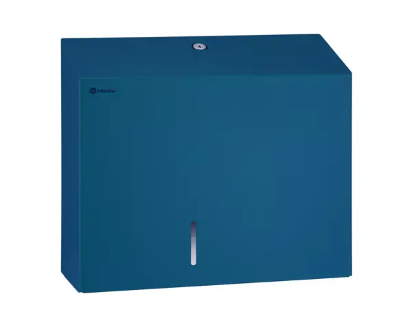 Pojemnik na papier toaletowy MERIDA STELLA BLUE LINE MAXI, średnica papieru do 23 cm, niebieski Stalowy pojemnik na papier toaletowy z niebieską powłoką strukturalną