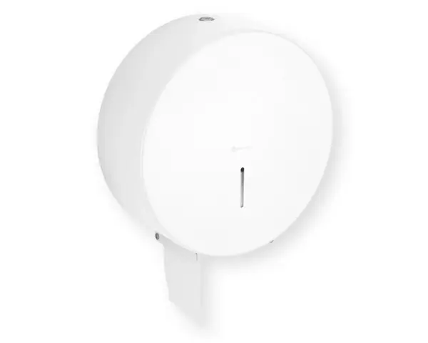 Pojemnik na papier toaletowy MERIDA STELLA WHITE LINE MAXI, średnica papieru do 23 cm, biały Detal zamka bębnowego pojemnika na papier Merida Stella White Line