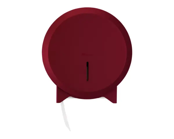 Pojemnik na papier toaletowy MERIDA STELLA RED LINE MINI, średnica papieru do 19 cm, czerwony Detal zamka bębenkowego pojemnika Merida Stella Red Line Mini czerwonego