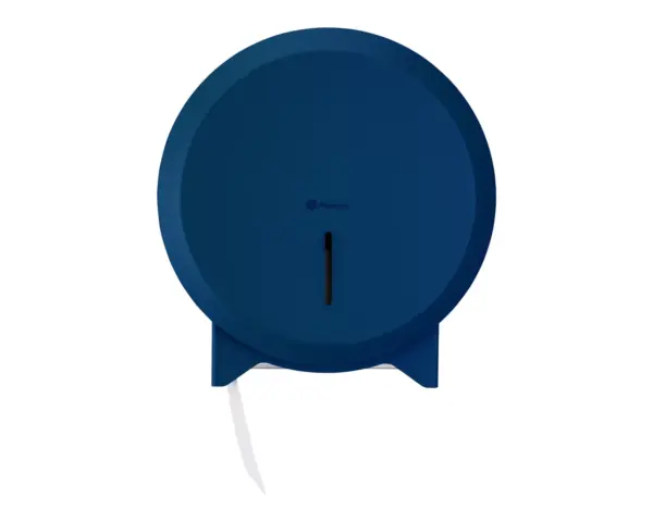 Pojemnik na papier toaletowy MERIDA STELLA BLUE LINE MINI, średnica papieru do 19 cm, niebieski Detal zamka bębenkowego pojemnika na papier Merida Stella Blue Line Mini
