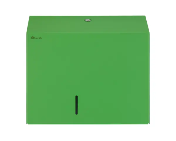 Pojemnik na papier toaletowy MERIDA STELLA DUO GREEN LINE z uchwytem na resztkę rolki papieru, średnica papieru do 20 cm, zielony Pojemnik MERIDA STELLA DUO na rolkę papieru do 20 cm średnicy, kolor zielony