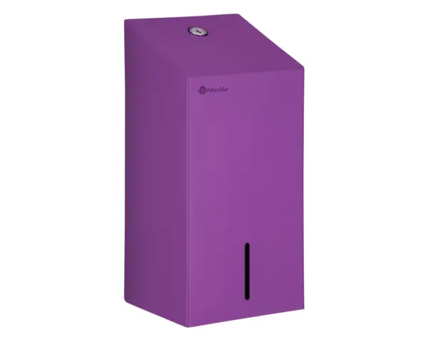 Pojemnik na papier toaletowy w listkach MERIDA STELLA VIOLET LINE, pojemność do 450 szt., fioletowy Pojemnik MERIDA STELLA VIOLET LINE zamknięty widok z przodu