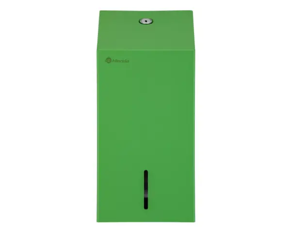 Pojemnik na papier toaletowy w listkach MERIDA STELLA GREEN LINE, pojemność do 450 szt., zielony Pojemnik MERIDA STELLA GREEN LINE otwarty z widocznym okienkiem kontrolnym