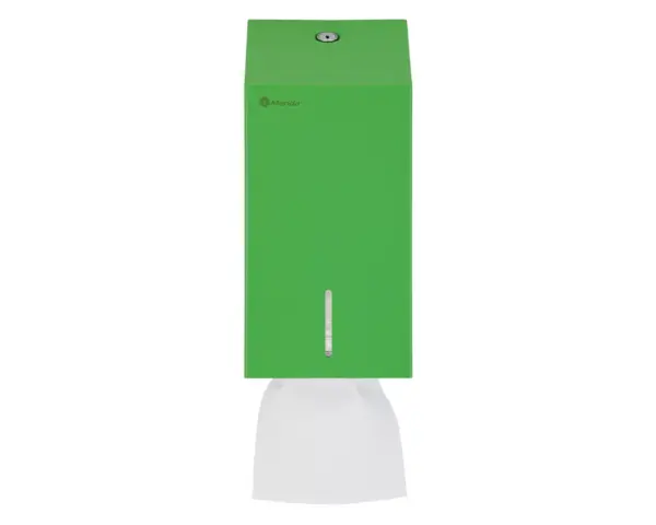 Pojemnik na papier toaletowy w listkach MERIDA STELLA GREEN LINE, pojemność do 450 szt., zielony Pojemnik na papier listkowy ze spawanymi bokami i niewidocznymi zawiasami