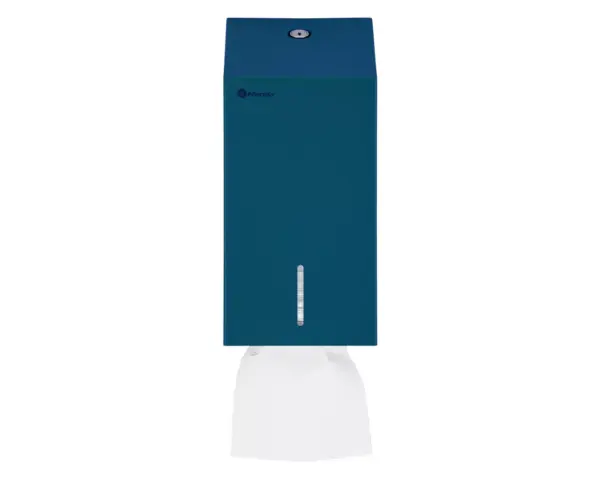 Pojemnik na papier toaletowy w listkach MERIDA STELLA BLUE LINE, pojemność do 450 szt., niebieski Wnętrze pojemnika na papier toaletowy w listkach Merida Stella Blue Line