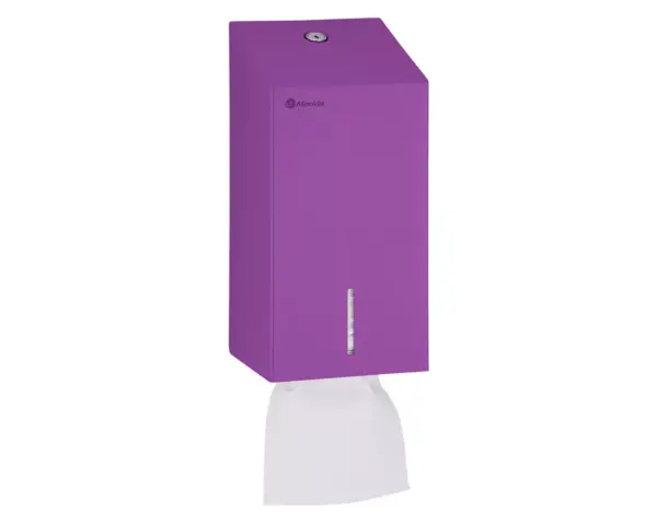 Pojemnik na papier toaletowy w listkach MERIDA STELLA VIOLET LINE, pojemność do 450 szt., fioletowy Pojemnik na papier w listkach MERIDA STELLA widok z boku fioletowy